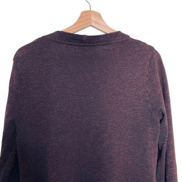 Groceries Apparel Drape Front Cardigan Sweater Small Open Front Burgundy Pockets - Picture 4 of 11